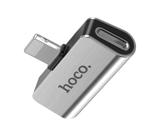Перехідник Hoco LS24 Lightning to lightning audio / lightning Сталевий