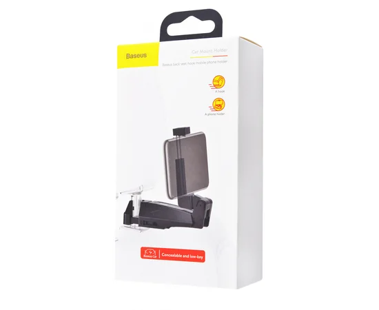 Автодержатель Baseus Backseat Vehicle Phone Hook, + крюк-вешалка Black
