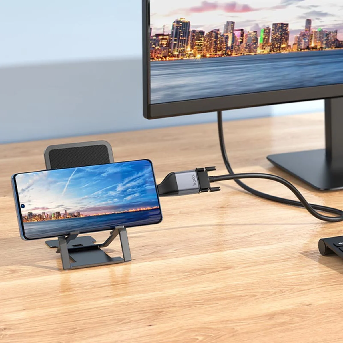 Перехідник Hoco UA34 Type-C to VGA Metal grey