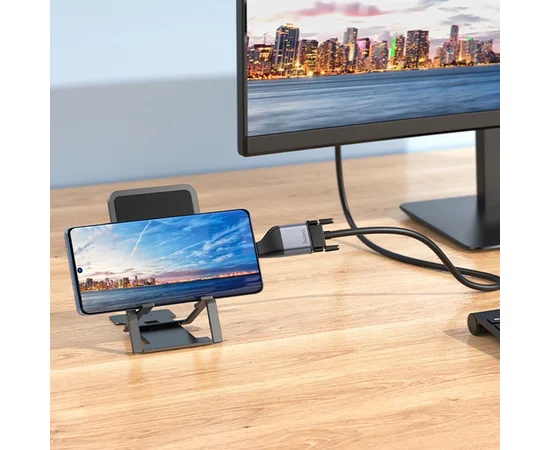 Перехідник Hoco UA34 Type-C to VGA Metal grey