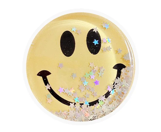 Тримач для телефону круглий (liquid shine) Смайл жовтий