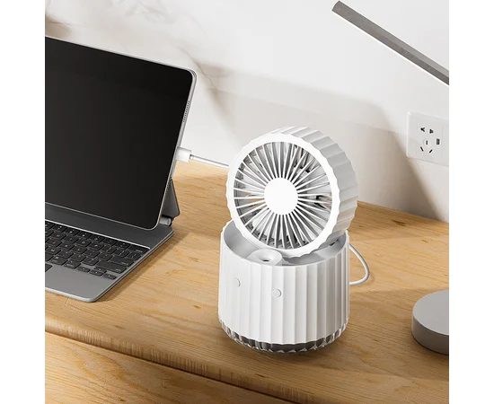 Настольный вентилятор Rapid Cooling 3in1 с водяным охлаждением и подсветкой 1200 mAh White