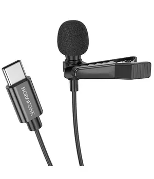 Микрофон петличный Borofone BFK11 Elegant lavalier Type-C (2m) Black