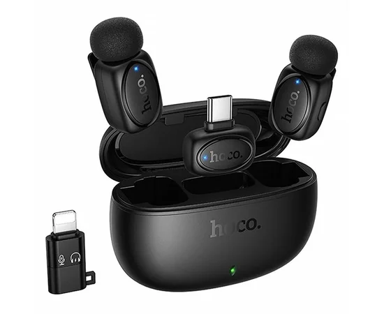 Петличний бездротовий мікрофон Hoco L19 Graceful dual-mic 2in1 (Lightning/Type-C) Black