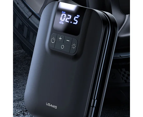 Портативный автокомпрессор для шин Usams US-ZB215 Mini Car 5000 mAh Черный