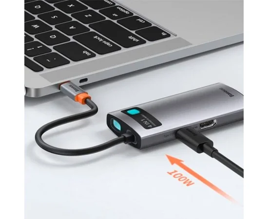 Переходник HUB Baseus Metal Gleam Series 4-in-1 Type-C (CAHUB-CY) Gray