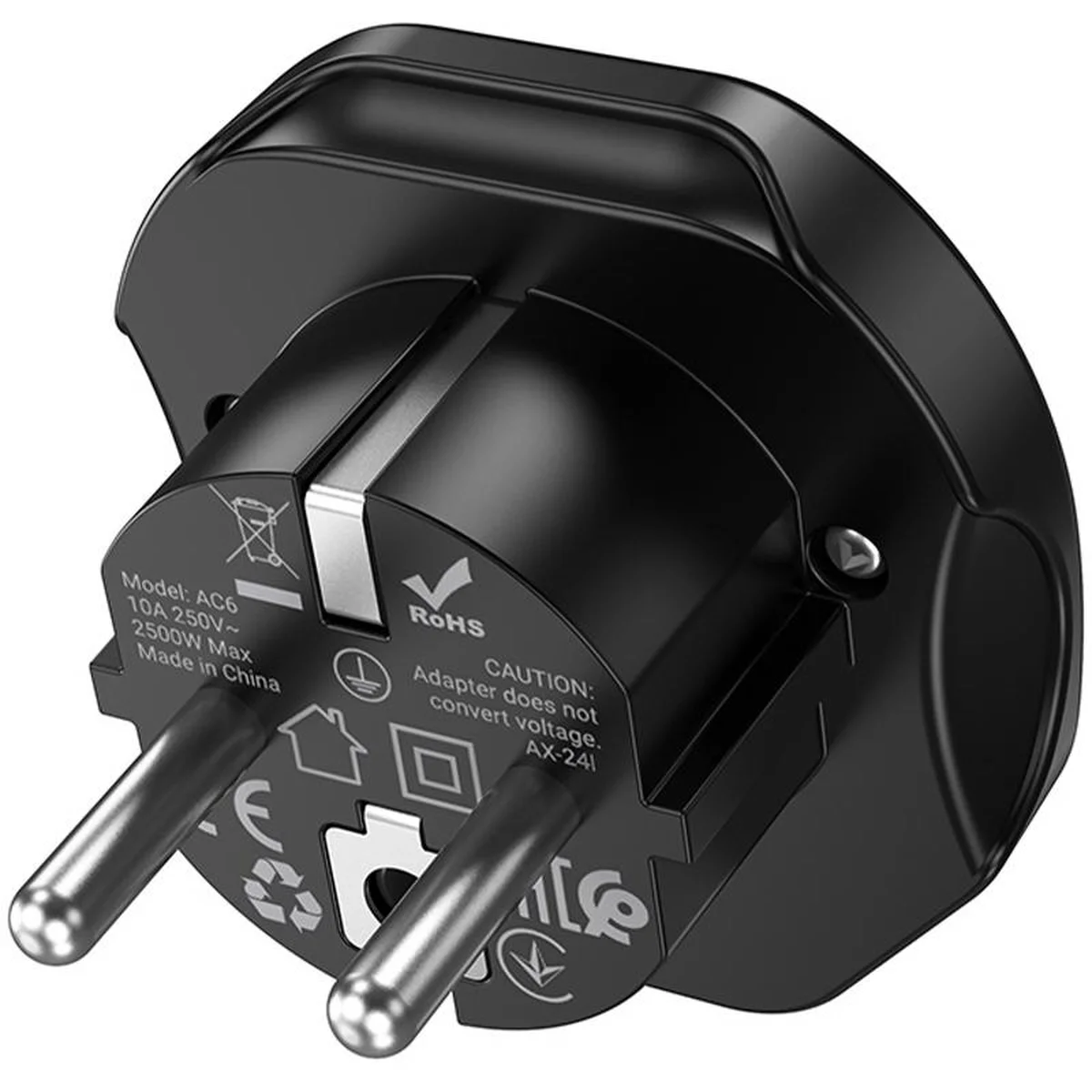 Сетевой универсальный переходник Hoco AC6 3in1 (EU) Black