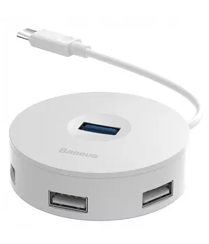 Перехідник HUB Baseus Round Box Type-C to USB 3.0 + 3USB 2.0 (CAHUB-G) Білий