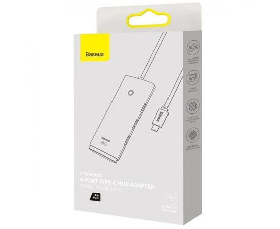Переходник HUB Baseus Lite Series 4in1 (Type-C to 4xUSB 3.0) 25cm (WKQX03) Black