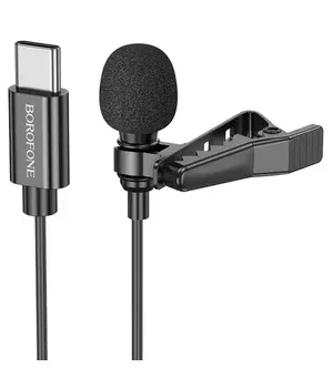 Микрофон петличный Borofone BFK11 Elegant lavalier Type-C (2m) Black