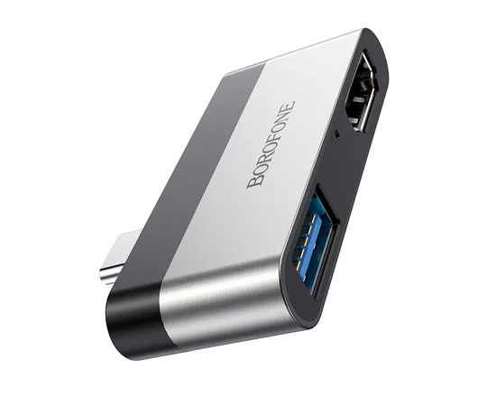 Переходник Borofone DH2 Type-C to HDMI+USB3.0 Серебряный / Черный