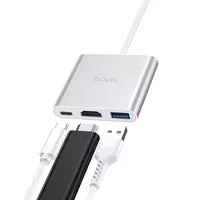 Перехідник HUB Hoco HB14 Type-C to USB3.0+HDMI+PD Сталевий