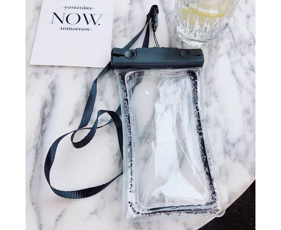 Водонепроникний універсальний чохол 6,5 (Liquid Glitter) Чорний