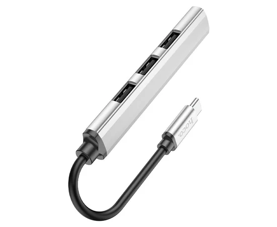 Переходник Hoco HB26 4in1 (Type-C to USB3.0+USB2.0*3) Silver