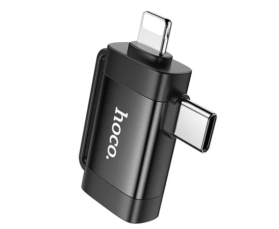 Переходник Hoco UA31F OTG 2in1 Lightning male/Type-C male to USB female Black