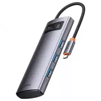 Перехідник HUB Baseus Metal Gleam Series 4-in-1 4xUSB3.0 (WKWG070013) Gray