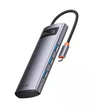 Перехідник HUB Baseus Metal Gleam Series 4-in-1 4xUSB3.0 (WKWG070013) Gray