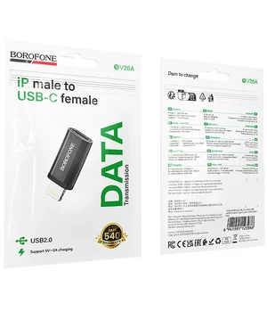 Переходник Borofone BV26A Lightning Male to Type-C Female USB2.0 Black