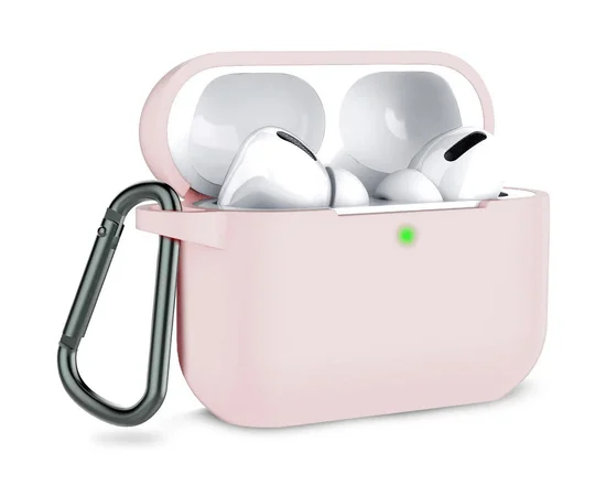Силіконовий футляр з карабіном для навушників AirPods Pro Рожевий / Pink Sand