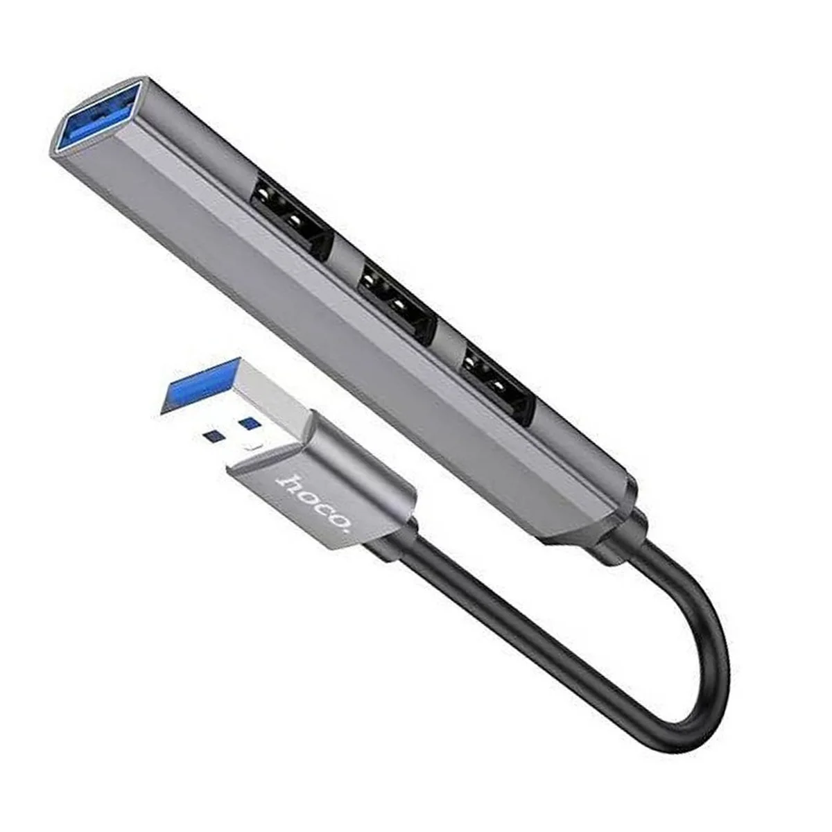 Перехідник Hoco HB26 4in1 (USB to USB3.0+USB2.0*3) Metal gray