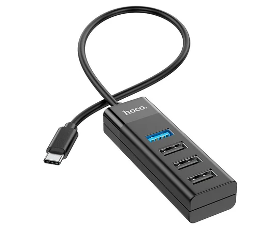 Перехідник Hoco HB25 Easy mix 4in1 (Type-C to USB3.0+USB2.0*3) Чорний