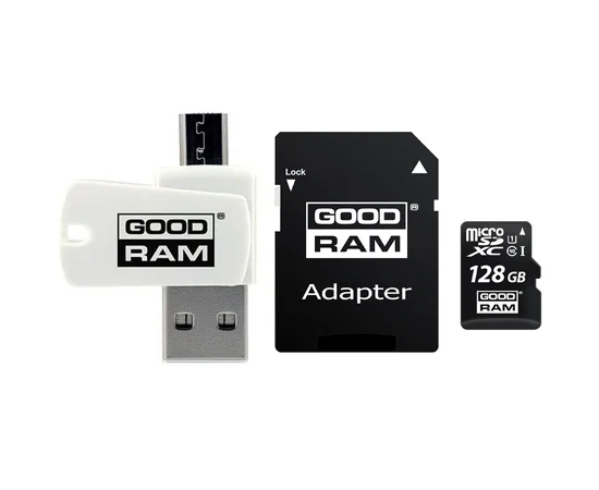 Карта пам'яті GoodRam microSDXC UHS-1 128 GB Class 10 + SD adapter + OTG Чорний