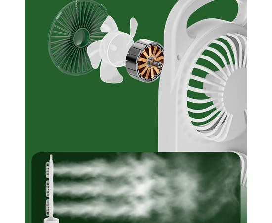 Настільний вентилятор Three Head Fan 1200 mAh Green