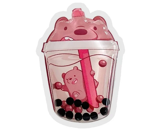 Тримач для телефону круглий (liquid shine) Напій Мишка / Рожевий