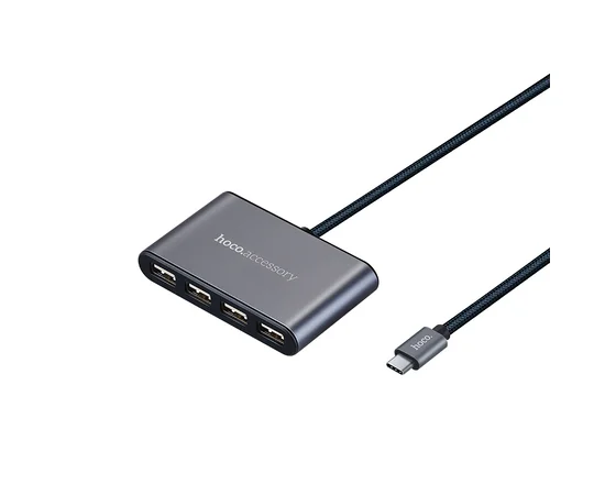 Перехідник HUB Hoco HB3 USB to Type-C Сталевий