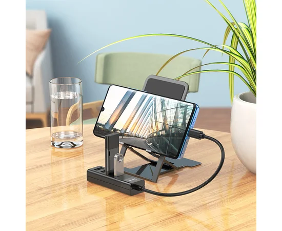 Перехідник Hoco HB25 Easy mix 4in1 (Type-C to USB3.0+USB2.0*3) Чорний