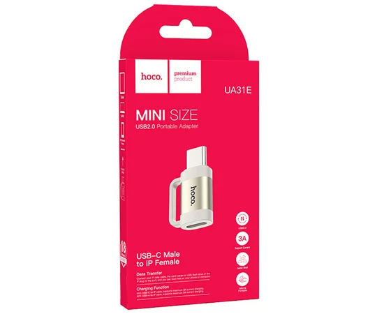 Перехідник Hoco UA31E OTG Type-C male to Lightning female Gray