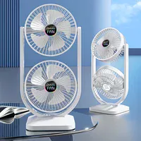 Настольный вентилятор Double head с регулировкой угла наклона 3000 mAh White