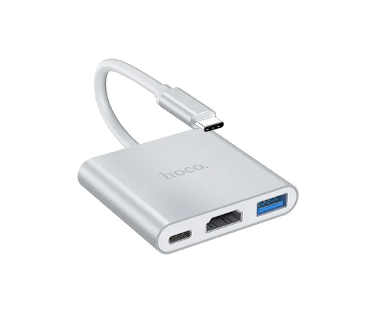 Переходник HUB Hoco HB14 Type-C to USB3.0+HDMI+PD Стальной