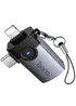 Переходник Hoco UA46D OTG 2in1 Lightning male/Type-C male to USB female Metal gray