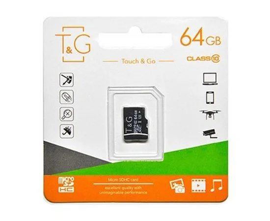 Карта памяти T&G microSDHC 64 GB class 10 (без адаптера) Черный