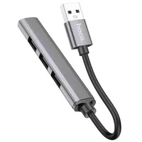 Перехідник Hoco HB26 4in1 (USB to USB3.0+USB2.0*3) Metal gray
