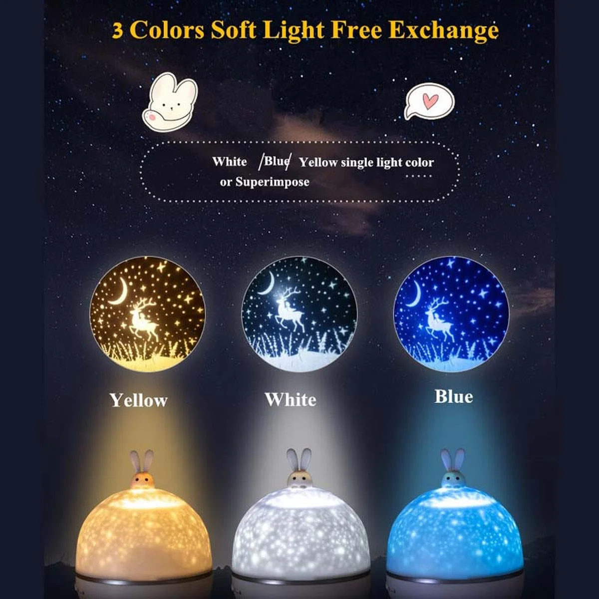 Ночник Moon E04 with Bluetooth and Remote Control 1200 mAh White