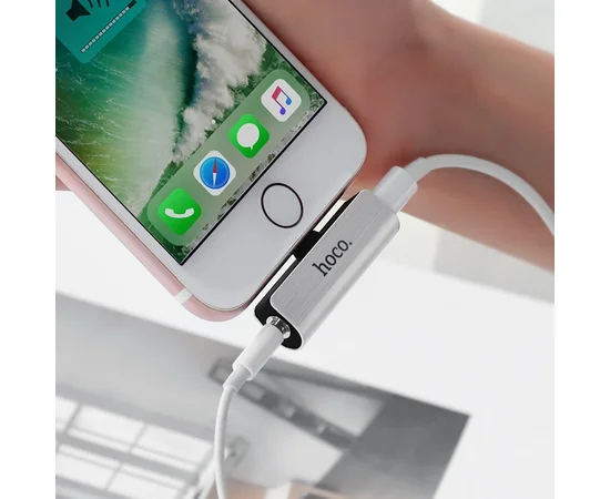 Перехідник Hoco LS25 Lightning to 3,5 AUX Сталевий