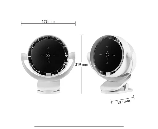 Настольный вентилятор F7 с зажимом 4000mAh White