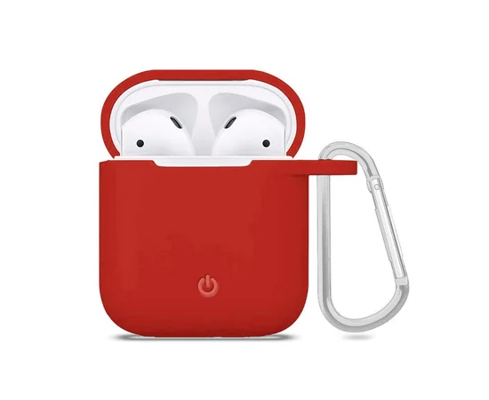 Силиконовый футляр с карабином для наушников AirPods Красный / Red