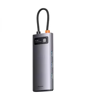 Перехідник HUB Baseus Metal Gleam Series 4-in-1 4xUSB3.0 (WKWG070013) Gray