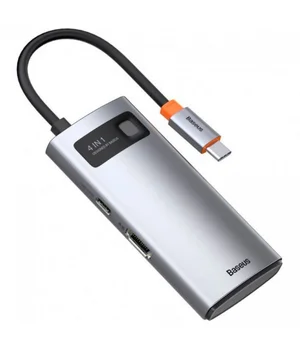 Переходник HUB Baseus Metal Gleam Series 4-in-1 Type-C (CAHUB-CY) Gray