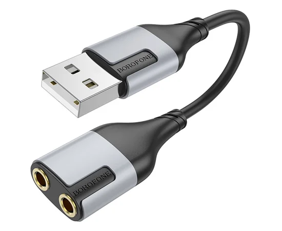 Переходник Borofone BV19 Creator 2in1 USB to 3.5mm Black
