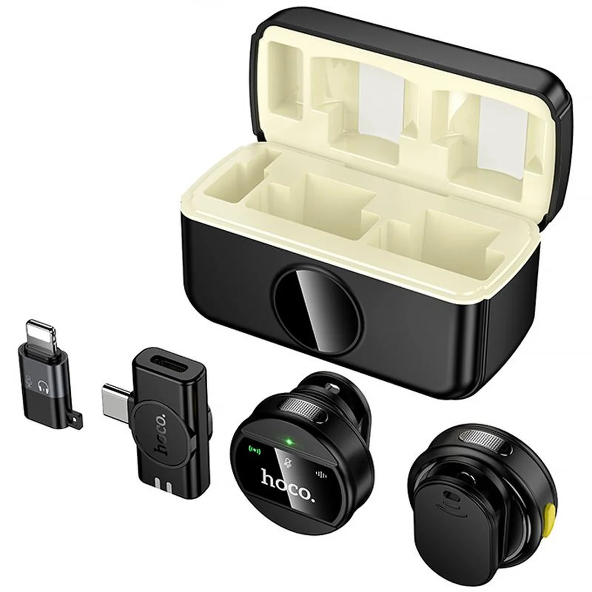 Петличний бездротовий мікрофон Hoco L22 Bright 2in1 (Lightning/Type-C) Black