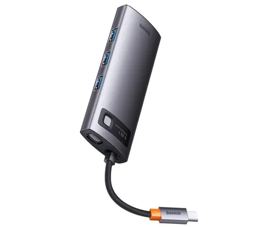 Перехідник HUB Baseus Metal Gleam Series 6-in-1 Multifunctional Type-C (WKWG080013) Gray