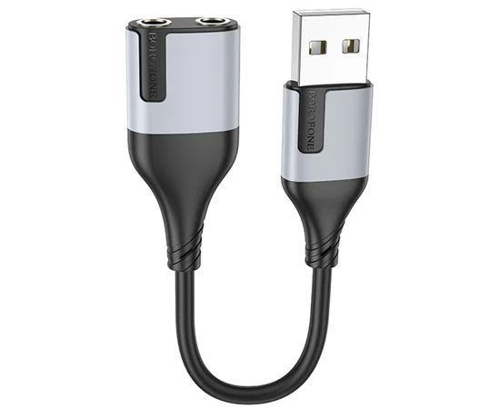 Переходник Borofone BV19 Creator 2in1 USB to 3.5mm Black
