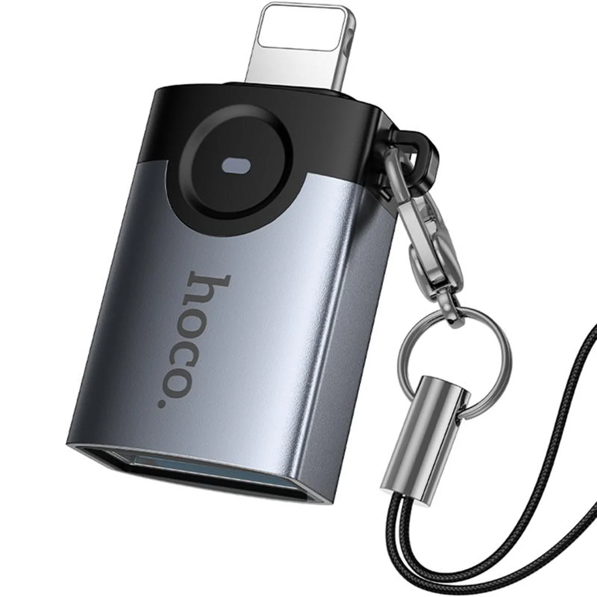 Переходник Hoco UA46 Lightning Male to USB Female USB2.0 Metal gray