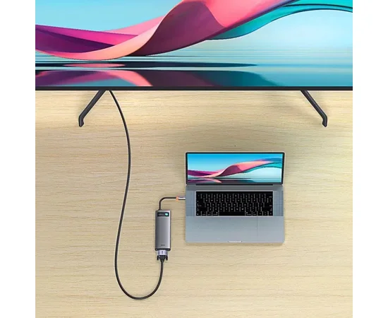 Перехідник HUB Baseus Metal Gleam Series 6-in-1 Multifunctional Type-C (WKWG080013) Gray