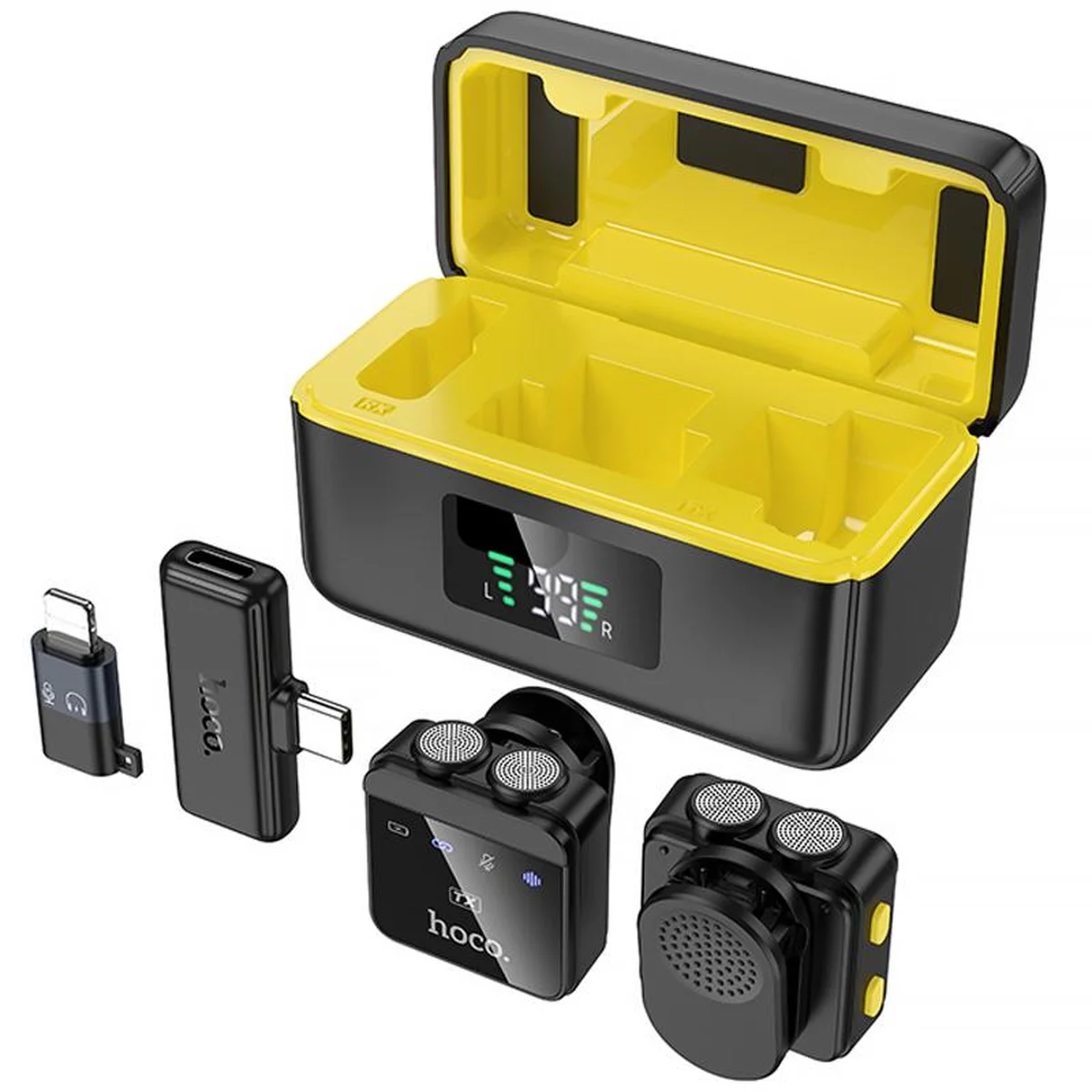 Петличний бездротовий мікрофон Hoco L17 Dual-mic magnetic (Lightning/Type-C) Black