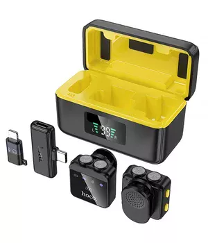 Петличный беспроводной микрофон Hoco L17 Dual-mic magnetic (Lightning/Type-C) Black